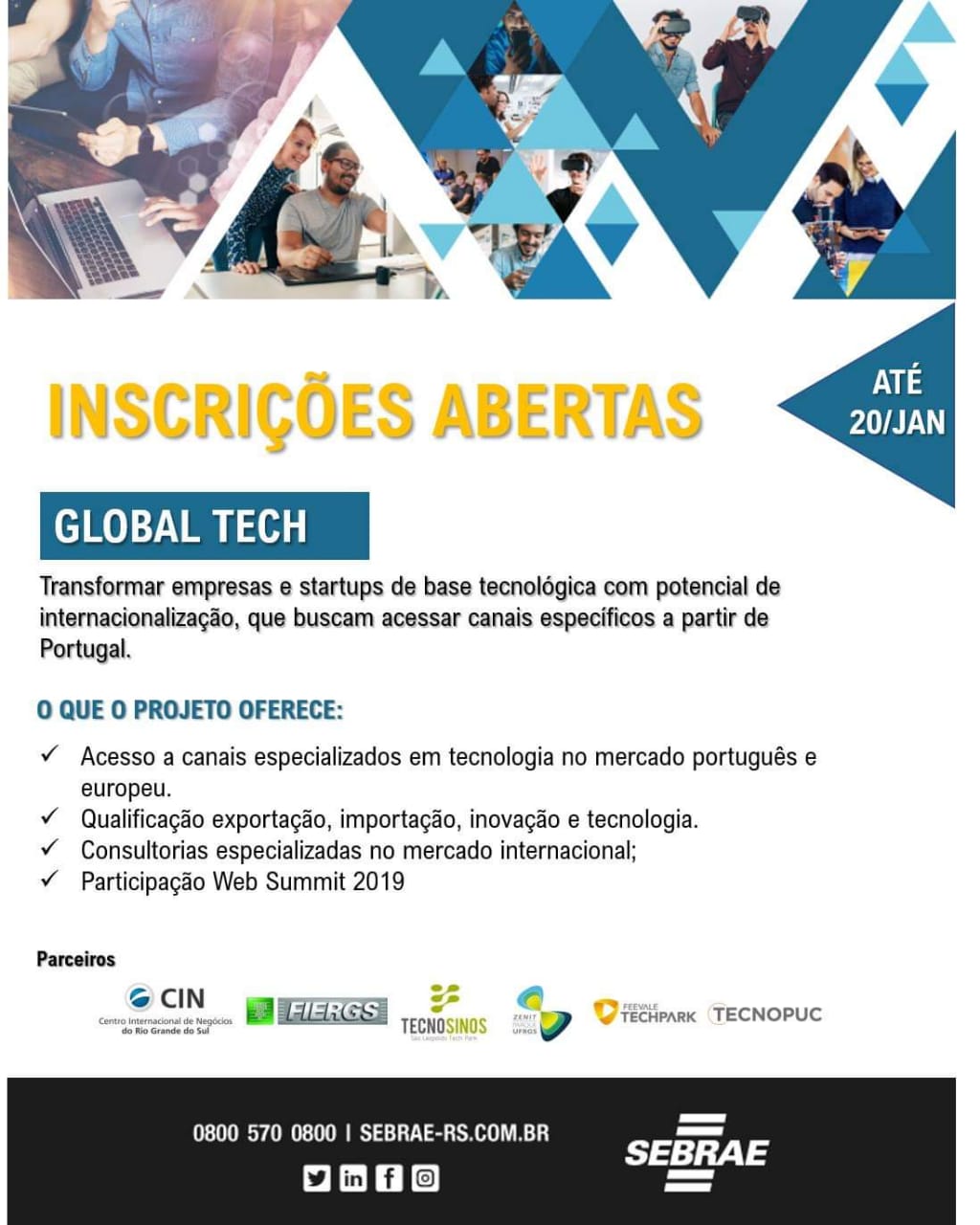 SEBRAE-RS abre inscrições para Projeto Global Tech 2019 - 