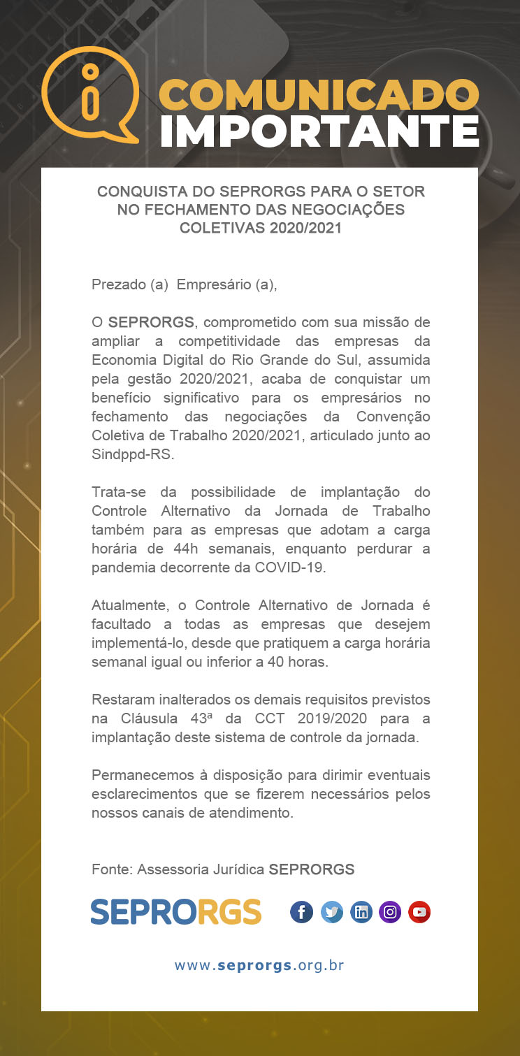 Conquista do SEPRORGS para o setor no fechamento das Negociações Coletivas 2020/2021 - 