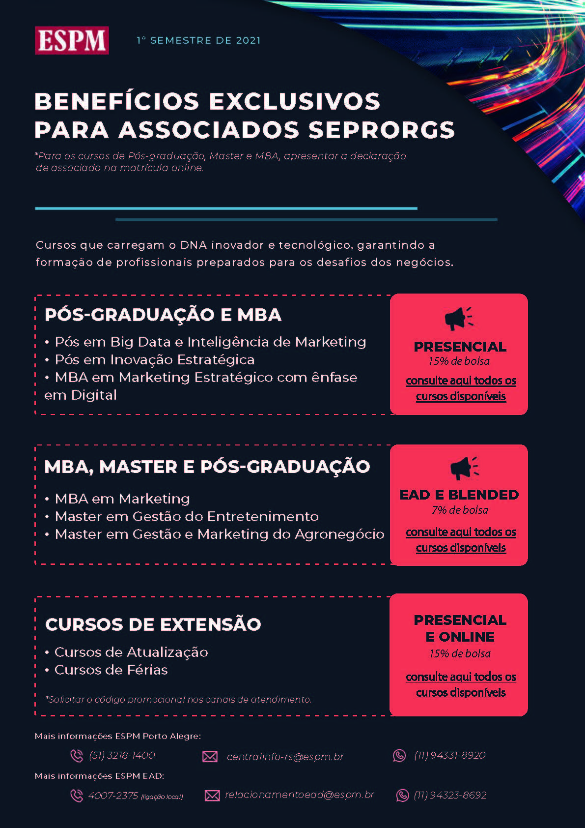 Benefícios ESPM para associados SEPRORGS - 