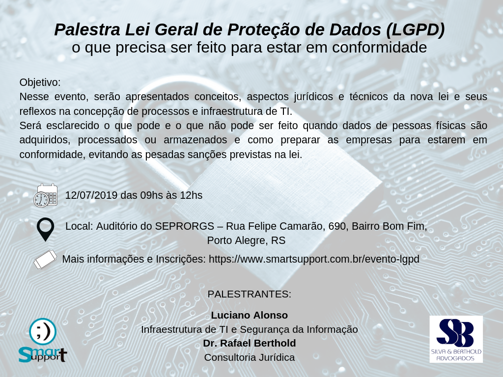 Smart Support promove palestra Lei Geral de Proteção de Dados (LGPD) - 