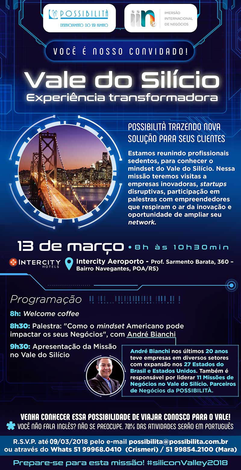 Possibilitá convida para Missão Vale do Silício - Experiência Transformadora - 