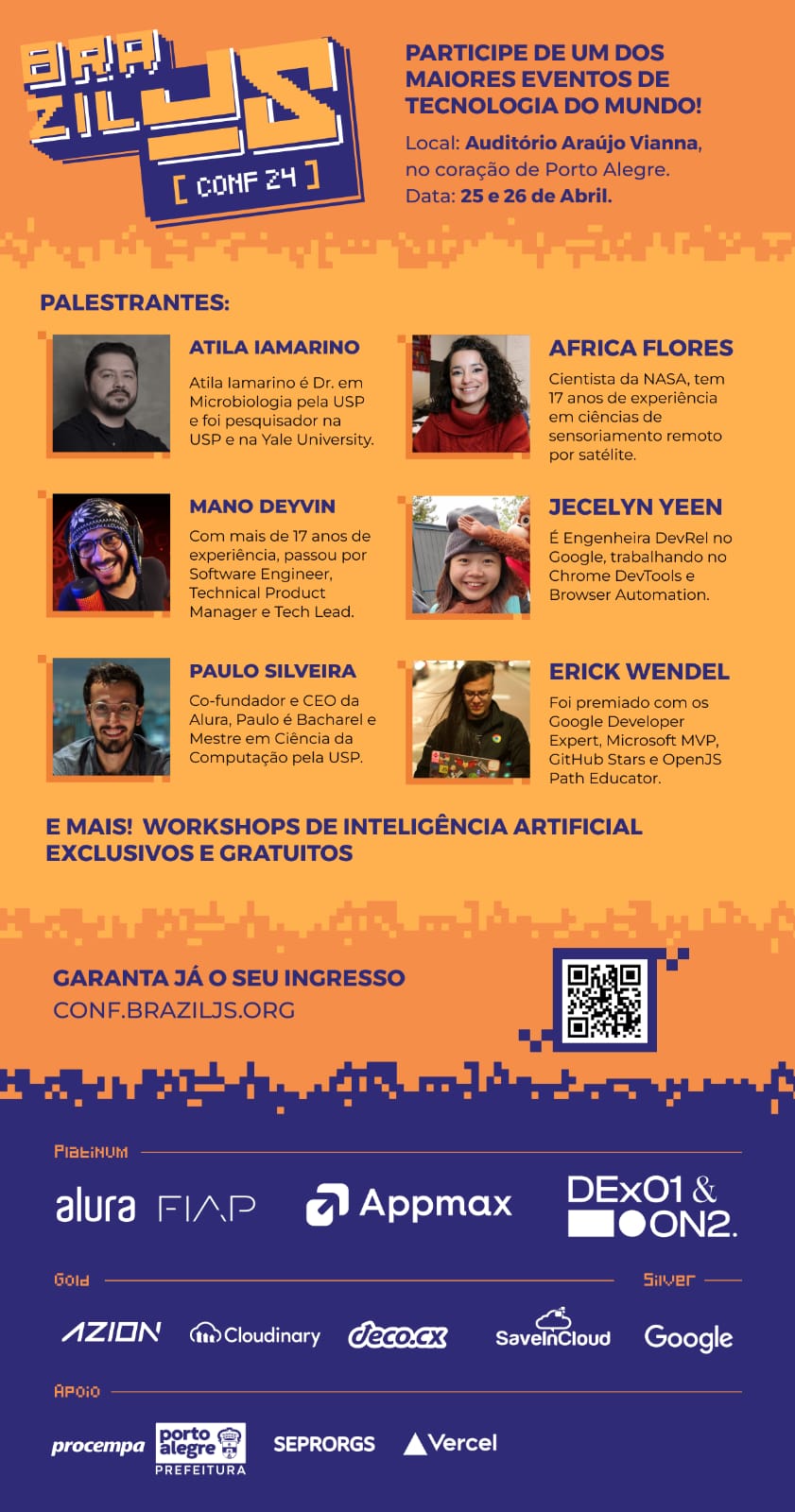 Com foco em ciência e tecnologia, BrazilJS 2024 Conf confirma novos palestrantes para além do nicho de pessoas desenvolvedoras - 