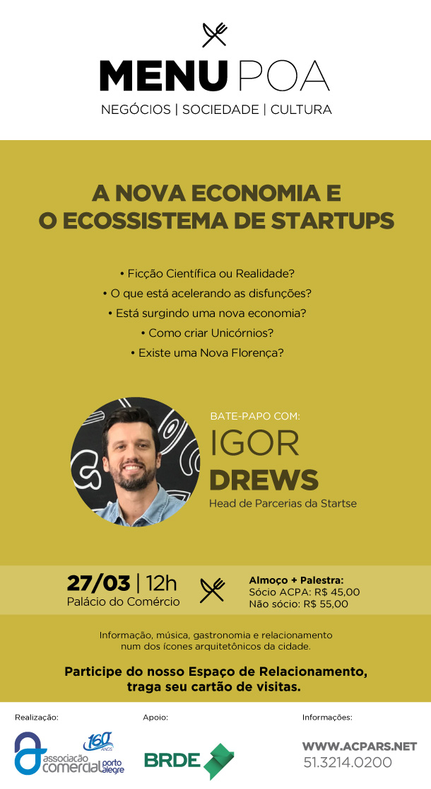 Participe do evento Menu POA com Igor Drews - 