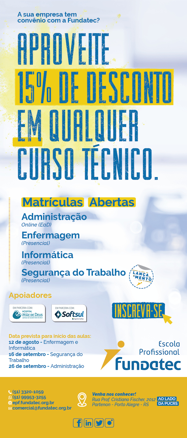 Curso Técnico de Informática com ênfase em Desenvolvimento de Software da EPF está com matrículas abertas - 