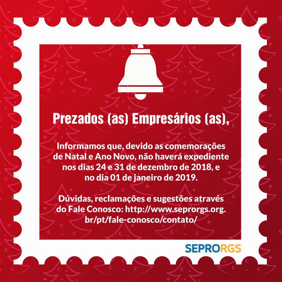 COMUNICADO: EXPEDIENTE DE FINAL DE ANO SEPRORGS - 
