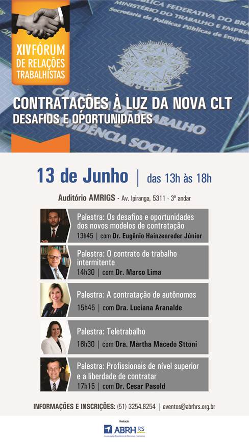 ABRH-RS promove XIV Fórum de Relações Trabalhistas - 