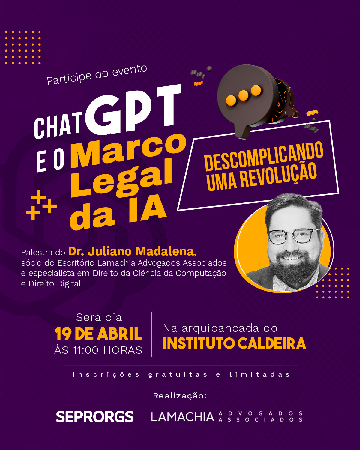 SEPRORGS realiza palestra sobre ChatGPT e o marco legal da IA com Dr. Júlio Madalena - 