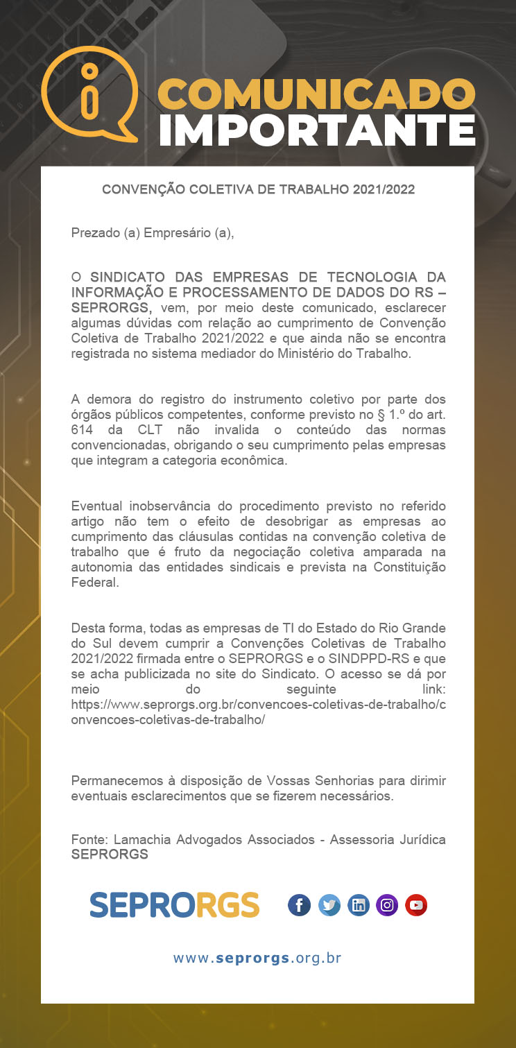 CONVENÇÃO COLETIVA DE TRABALHO 2021/2022 - 