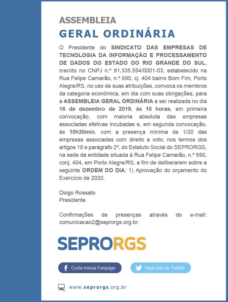 COMUNICADO IMPORTANTE: CONVOCAÇÃO PARA ASSEMBLEIA GERAL ORDINÁRIA (1) - 
