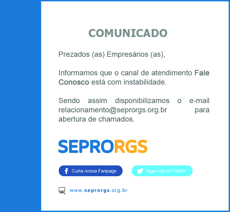 Comunicado Importante: Instabilidade no canal Fale Conosco - 