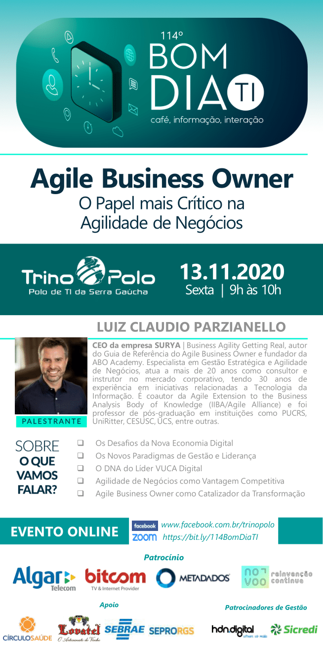 114º Bom Dia TI: Agile Business Owner - O papel mais crítico na Agilidade de Negócios - 