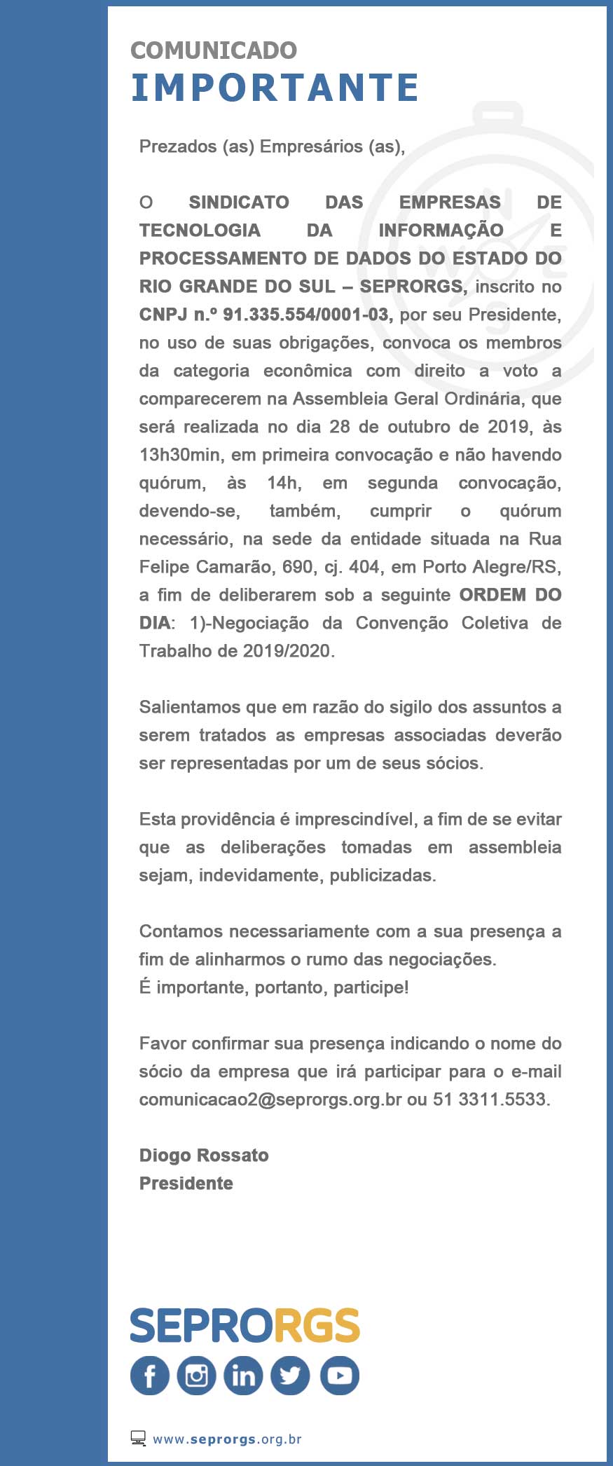 Comunicado Importante (18) - 