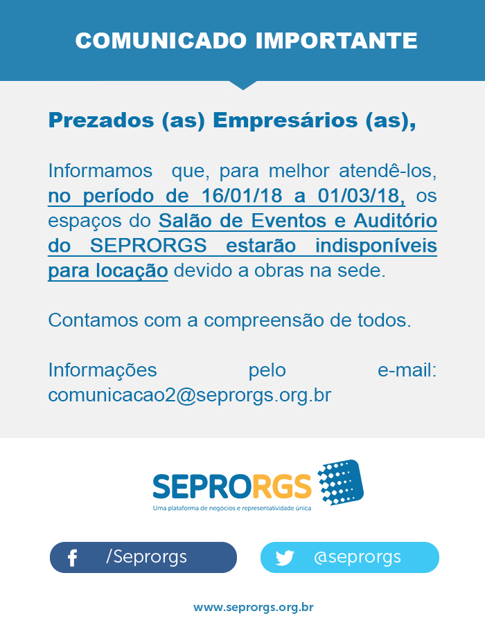 Comunicado Importante: Obras na Sede - 