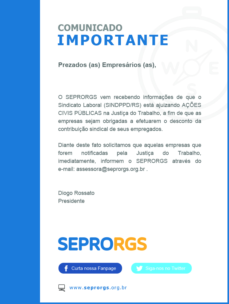 COMUNICADO IMPORTANTE: SOBRE AÇÕES CIVIS PÚBLICAS - 