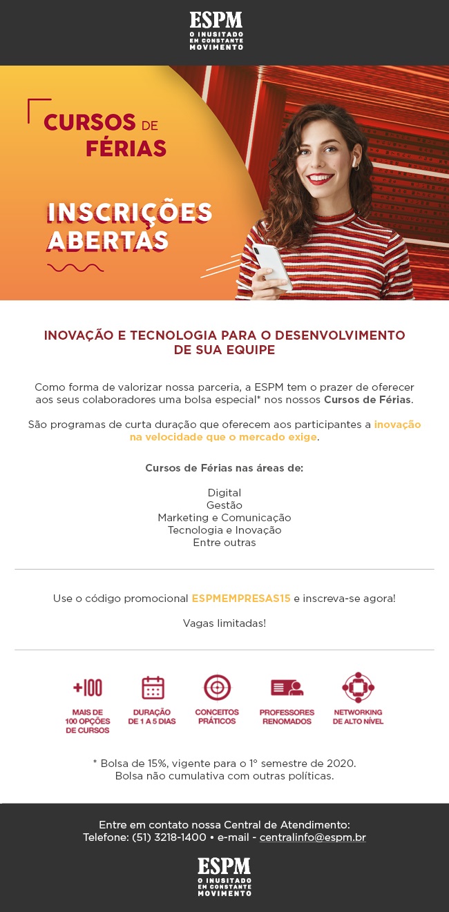 Aproveite o desconto nos cursos de férias da ESPM! - 