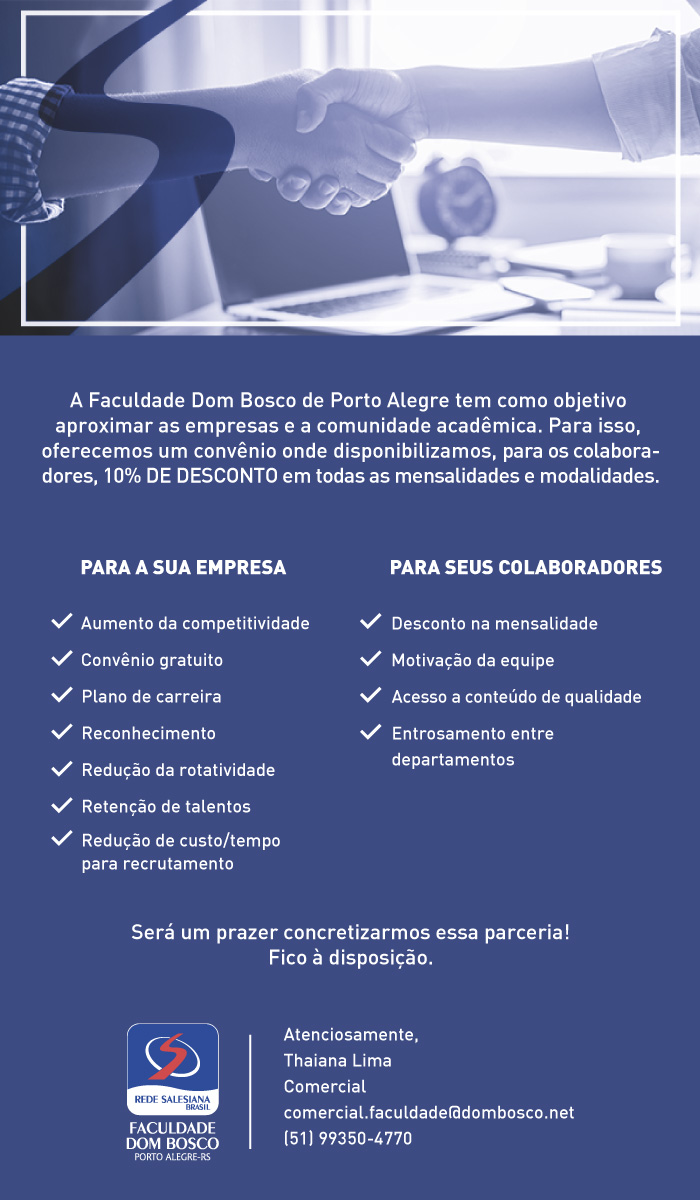Faculdade Dom Bosco oferece 10% de desconto no convênio - 