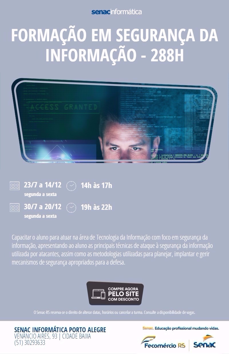 Senac Informática - Formação em Segurança da Informação - 