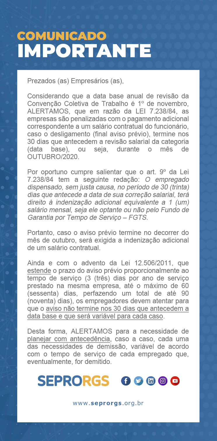 Importante: Data Base - Rescisões de Contrato de Trabalho Negociações 2020/2021 - 