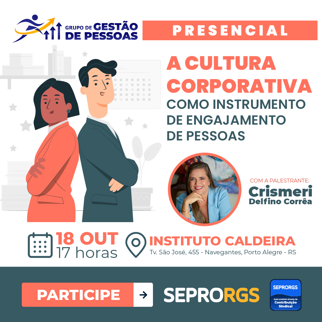 Cultura Corporativa e Engajamento na palestra do próximo GGP, que será presencial - 